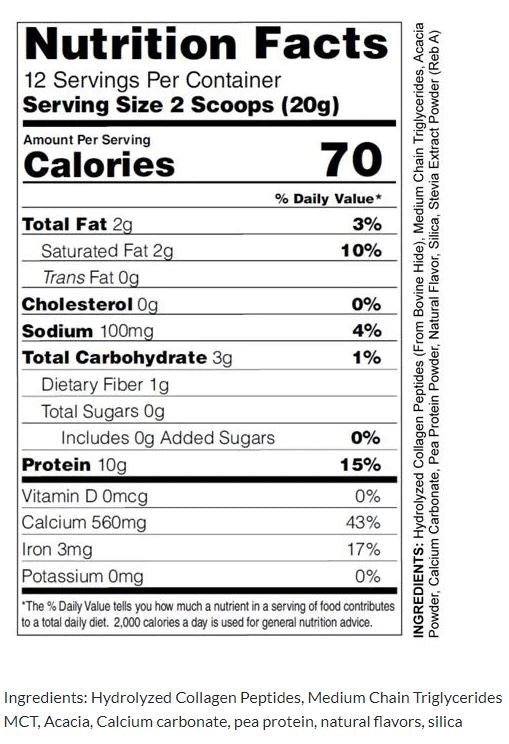 Scorched Protein Collage MCT Creamer (Vanilla) ingredients.