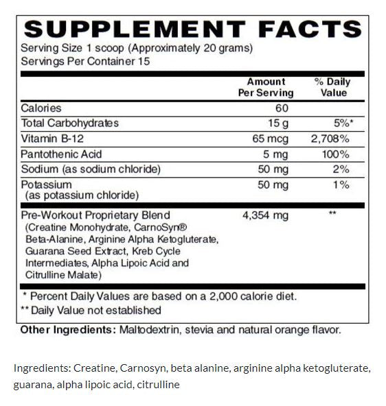 Scorched Protein Creatine Plus ingredients.