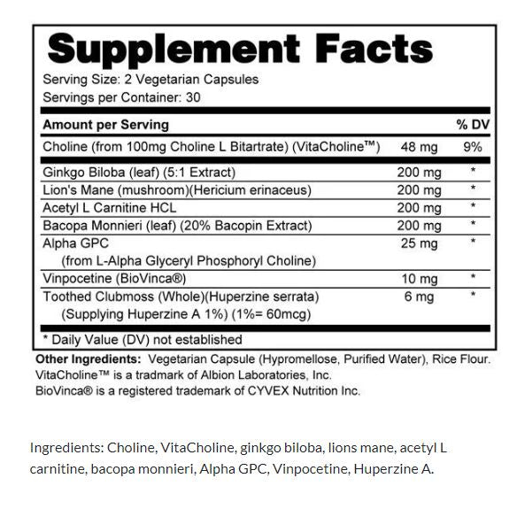 Scorched Protein Memory Support ingredients. 